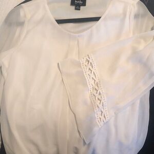 by&by ivory, Sheer, lined blouson styled with detailed sleeves. Sz medium